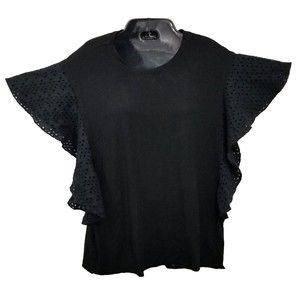 Dear John Size small floral short sleeve top With Eylet Sleeves